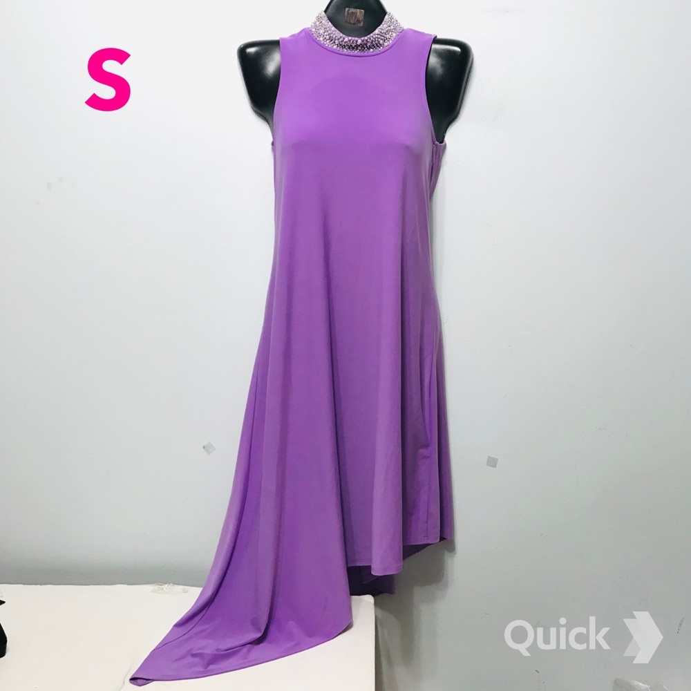 S - NWT Tiana B Beaded Mockneck Trapeze Dress